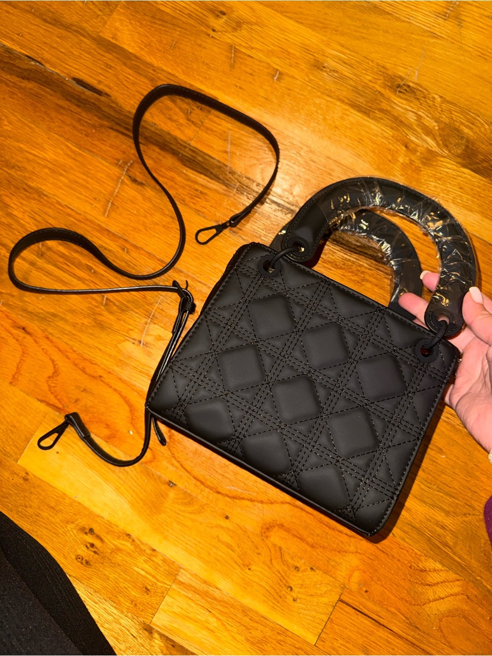 Quilted Black Top-Handle Crossbody Bag - Designer Style
